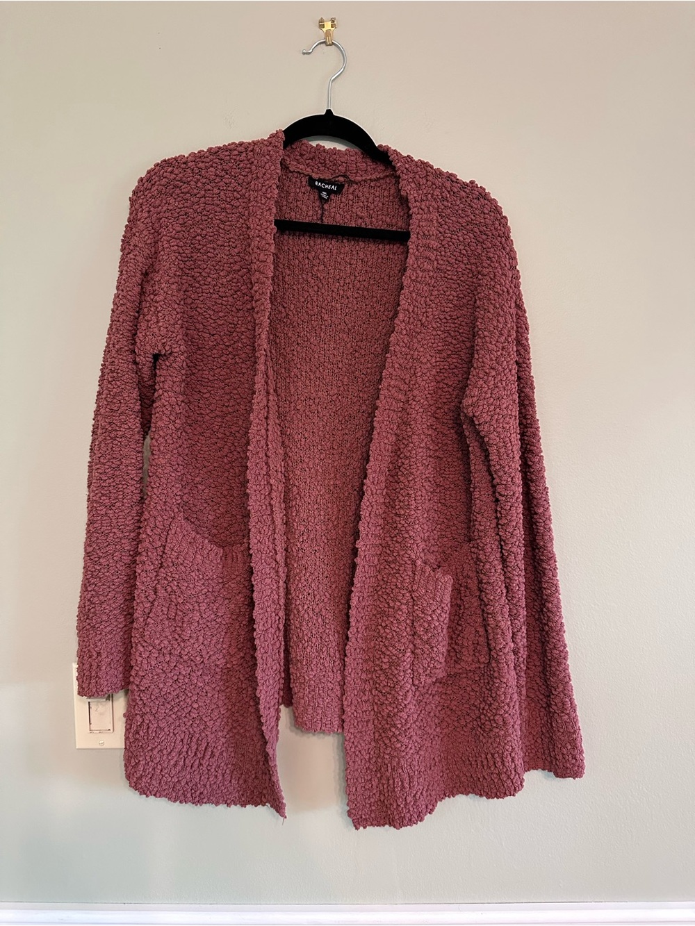 Open-Front Cardigan in Burnt Orange with pockets